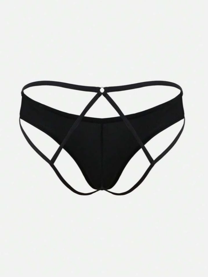 Men's Solid Color Hollow Out Design Elastic Waist Sexy Briefs